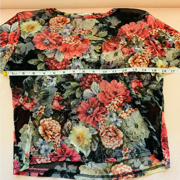 Lot Ginger G Cottagecore Romantic Sheer Floral Mesh Crop Tshirts - Picture 12 of 13